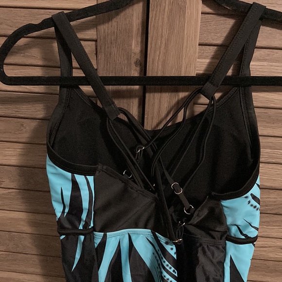 NWT - Ladies Bathing Suit (L) Black/Aqua Blue - Picture 3 of 10